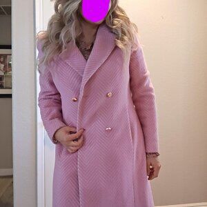 Ted Baker Saffra Chevron Wool Midi Coat Pink